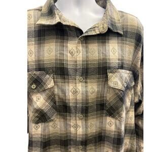 Hurley Shirt Men XXL Brown Plaid Flannel Button Up Long Sleeve Pockets Cowboy